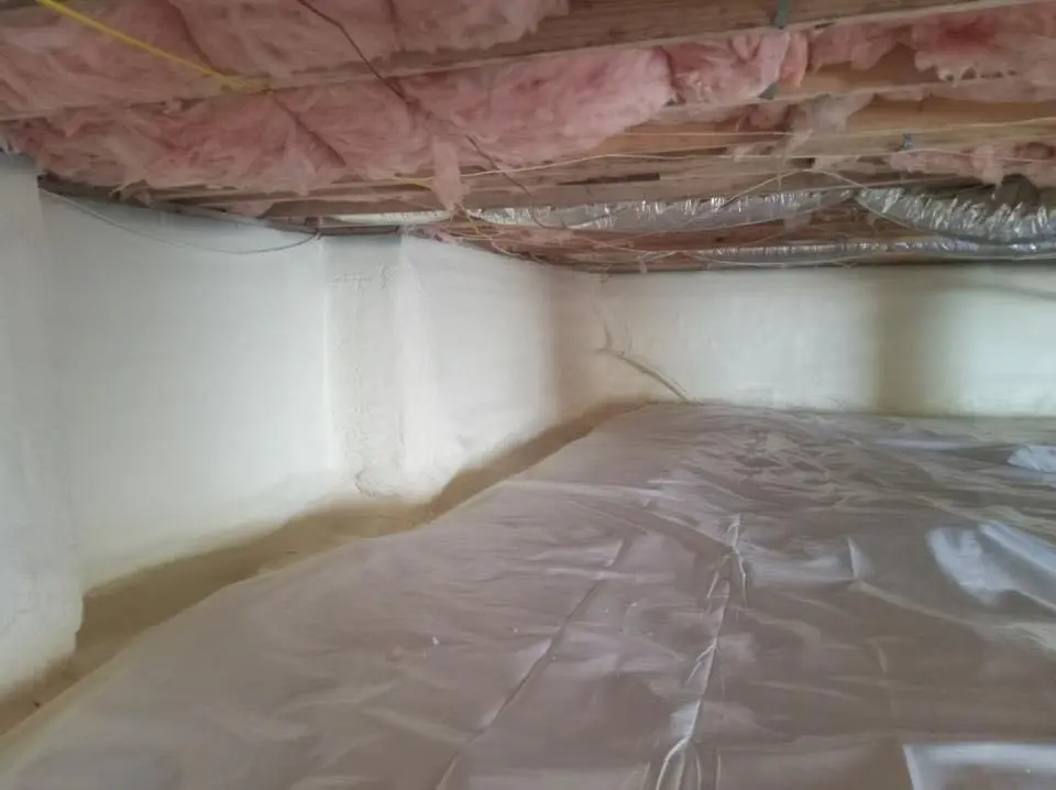Crawl space encapsulation with closed-cell spray foam for Roof Leak Repair in Springville